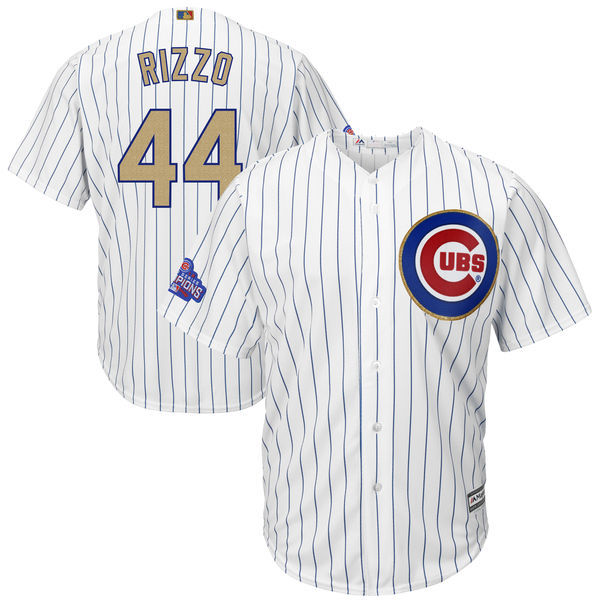 2017 MLB Chicago Cubs #44 Rizzo CUBS White Gold Program Game Jersey